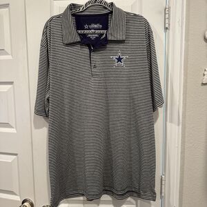 Dallas Cowboys Authentic Polo Shirt Men's 2XL NFL Football Striped Casual